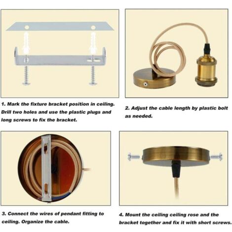 Suspension Luinaire E27 Avec 1 Cable, Douille De Lape E27, Support