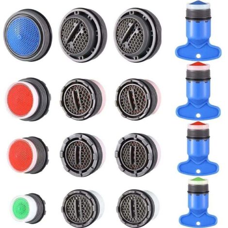 Lot de 16 Aérateur de Robinet,Aérateur de mousseur Robinet,Économiseur d'eau Embout Aérateurs de Robinet pour Mitigeur d'Evier de Cuisine et de Lavabo de Salle de Bain (M16/M18/M22/M24)