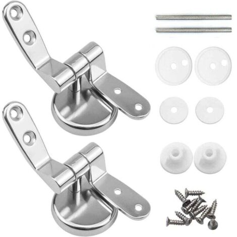 Attaches Charnière Abattant WC, Lot de 2 Charnières de Rechange pour Lunette de Toilette avec Fixations en Alliage de Zinc