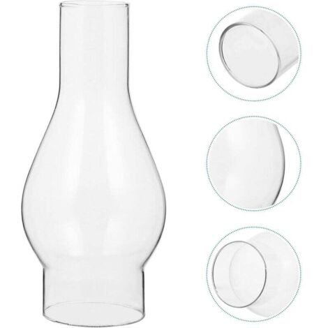 Abat-jour en Verre Transparent pour Lampe à Huile, Cheminée en Verre de Lampe à Pétrole, Abat-jour pour Lampe Kérosène, Accessoires Remplaçables (16.5cm)