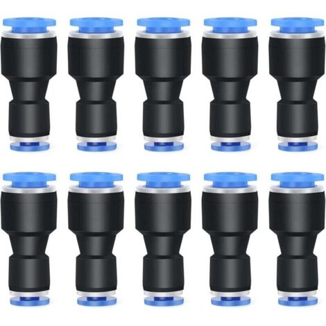 10 pièces 10 mm de diamètre extérieur x 8 mm de diamètre extérieur réducteur droit pour connecter les raccords, raccord de réducteur de tube de tuyau d'union pneumatique (1/5)