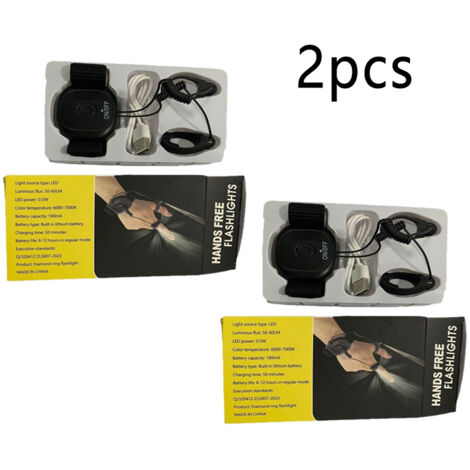 2PCS Lampe torche LED rechargeable pour poignet, chargement magnétique sans fil, éclairage rotatif à 360°, idéale pour la course à pied, les promenades avec son chien, la réparation automobile,la pêch