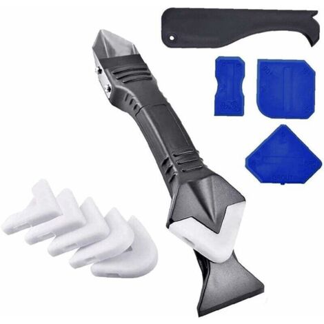 Outils de calfeutrage Silicone Remplissage  Blister 3 en 1 grattoir en métal Noir pour Cuisine Salle de Bain fenêtre 11 pièces Outils industriels