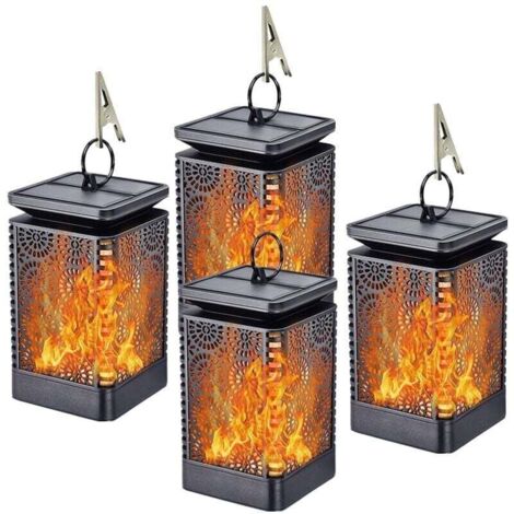 Flamme scintillante étanche lanterne extérieure lanterne suspendue paysage patio arrière-cour décor de jardin 2PC (1/5)