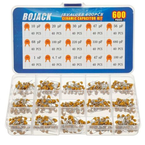 15 valeurs 600 pièces haute qualité en céramique condensateurs Kit d'assortiment de Capacité de 10 pf à 100 nF Emballer dans une boîte