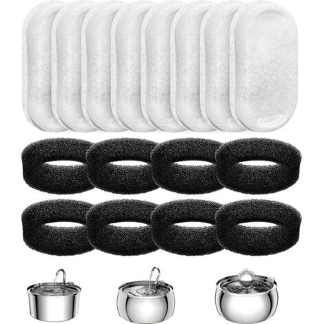 Cartouches filtrantes pour fontaines à eau pour animaux - Comprend 8 filtres pour fontaines à eau pour chats et 8 éponges pour pompe