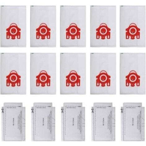 3D Efficiency FJM Sac Filtre Aspirateur pour HyClean Miele - y'a 10 Sacs,5 tampons filtrants - 209077 Rouge