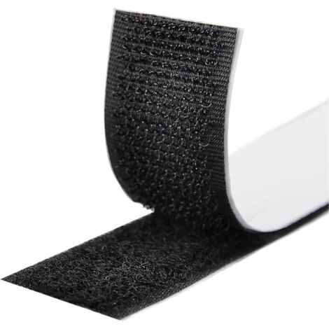 Ruban auto-agrippant noir de 10 mètres - extra résistant - Ruban auto-agrippant double face haute résistance - Noir - 10 m x 2 cm - Bande adhérente - Ruban auto-agrippant