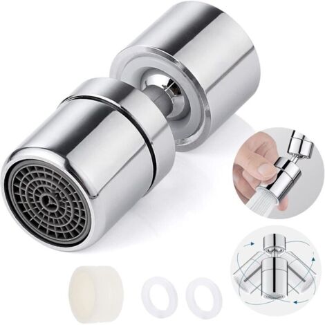 360° Pivotant Aérateur de Robinet, M22 M24 Economiseur D'eau pour Robinet Mousseur Robinet Economie Eau Filtre Embout Robinet Cuisine Réglable Pulvérisateur - Argent