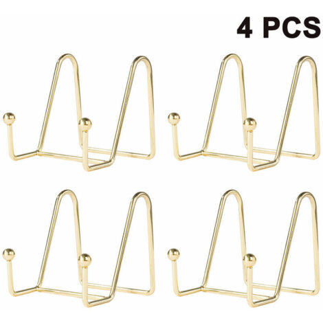 4 pièces supports de plaque pour support de plaque d'affichage présentoir support de cadre en métal support pour photo, assiette décorative, livre, chevalet photo, doré