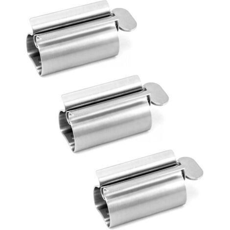 3 pièces presse tube dentifrice, presse dentifrice en acier inoxydable avec fonction de support, économise du dentifrice (1/5)