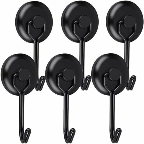 Crochet Aimanté Puissant 14 kg 20D Crochet Magnetique Frigo Noir Néodyme Pivotants Aimant Crochet Magnétique Crochets Aimantés Magnétiques pour Cuisine Torchon Tableau 6pcs