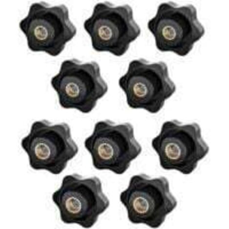 Bouton de Serrage M6, Ecrou Étoile, Écrou De Serrage M8, Bouton de Serrage à Filetage Moleté, Étoile Tête Écrous De Serrage Bouton, pour les Mécaniques,L'industrie,Mobilier,Équipements,10 Pack (1/4)
