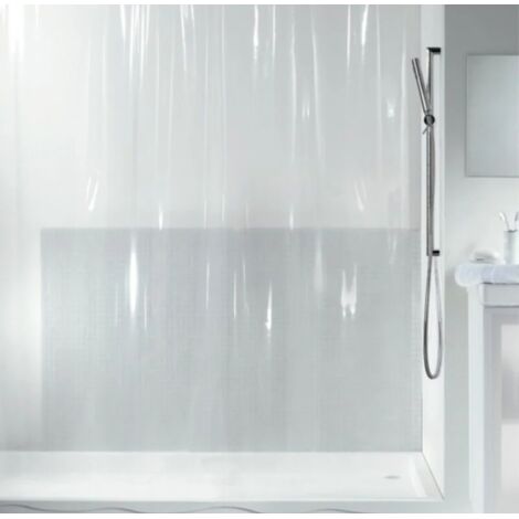 Spirella – Rideau de douche transparent 180x200cm – PEVA recyclable 100% imperméable – Bas lesté et œillets renforcés pour solidité