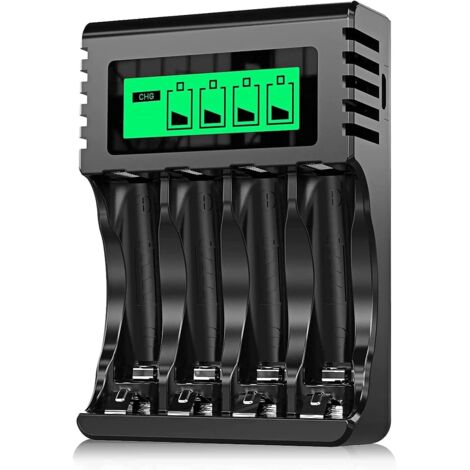 Chargeur de batterie rechargeable à 4 emplacements pour une charge rapide des piles AA AAA avec port USB (1/5)