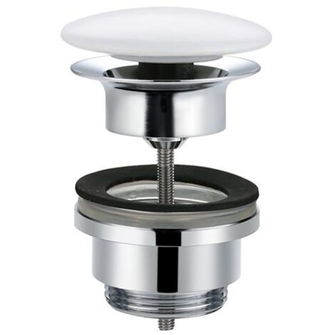 Bonde de Lavabo avec Bouchon de Vidange Pop-up pour Lavabo Blanc en Céramique et Cuivre