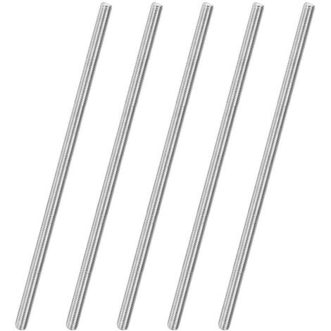 Lot de 5 tiges entièrement filetées, M10 x 300 mm, filetage à droite en acier inoxydable 304, pour boulons d'ancrage/pinces/étriers de fixation de meubles, vis à filetage métrique (1/5)