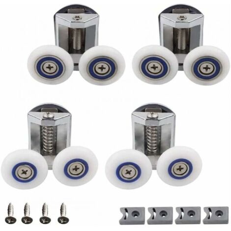 Roue Porte Douche, 4 Pièces Douche Douche Double Roues Porte, Roulette Porte Douche, Rouleau Cabine Douche Salle Bain, Peut Etre Utilisé pour Remplacer les Rouleaux Dans la Salle de Bain Familiale (1/4)
