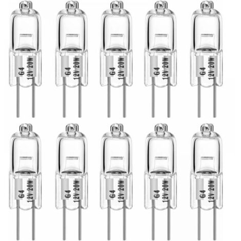 Ampoules halogènes G4 20W 12V T3 JC Type 2 broches de remplacement de la base pour le paysage sous le meuble Puck Light Track Lighting Dimmable (10Pack)