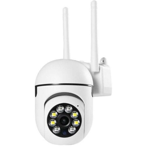 Caméra de surveillance extérieure 2MP PTZ WiFi - Rotation 360° sans fil - Vision nocturne couleur - Audio bidirectionnel - Alerte instantanée - Blanche