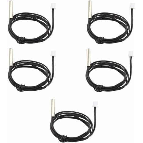 Lot de 5 sondes de capteur de température étanches NTC 10 K 1 % 3950 Thermistor, câble d'extension de 1 m, détecteur de température, jauge pour climatiseurs de voiture/réfrigérateurs (1/4)