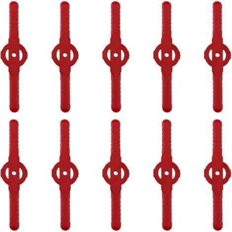 Lames de rechange Ulisem pour tondeuse à gazon, 10 pièces, accessoires de jardin, lames de rechange en plastique, petit trou de 5 mm, pour tondeuse à gazon sans fil (rouge)