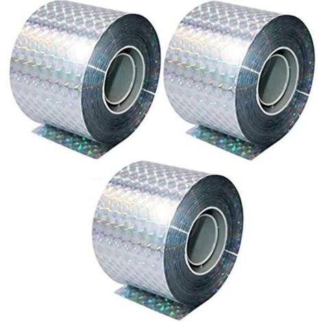 Ruban anti-oiseaux, lot de 3 rubans x 50 m x 4,8 cm - Répulsif à oiseaux épouvantail - pour repousser les corbeaux, les pigeons et plus encore, 150 m (1/5)