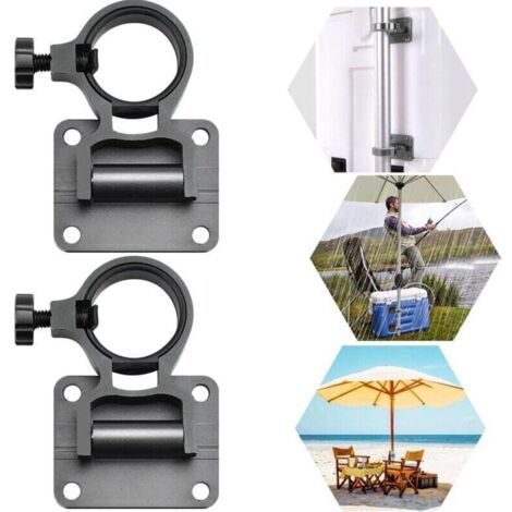 Lot de 2 supports de parasol de balcon Ulisem, support de parasol de pêche en alliage d'aluminium, fixation de parasol de balcon, support de parasol de pêche pliable pour boîte de pêche, chaise de pêc (1/4)