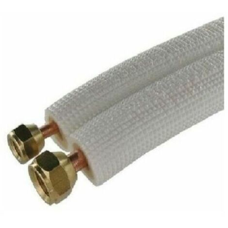 Liaison bi tube frigorifique M1 3m – Raccords prêts montés 1/4 et 3/8 – Tube cuivre 6 et 10 mm – Compatible R22, R407C, R410A, R507A