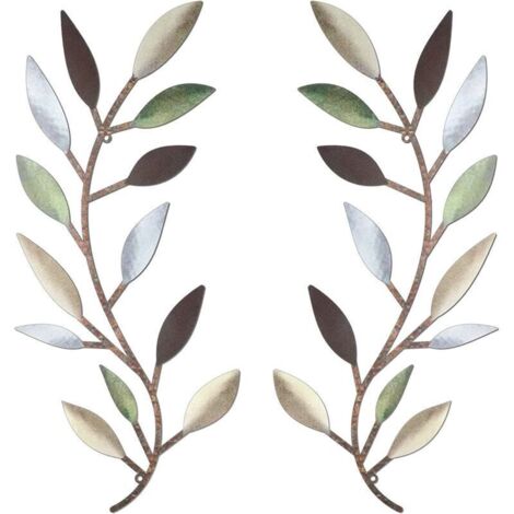 Décoration murale en métal feuille d'arbre – Art mural en fer forgé – Style moderne pour salon et chambre – Facile à accrocher (1/5)
