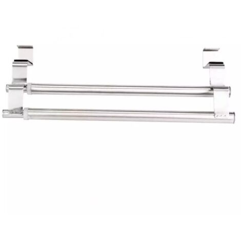 Double, Porte Serviette en Acier Inoxydable pour Portes et Placards, Porte-Torchons Double avec Installation Facile, Sans Perçage- Largeur Extensible (1/5)