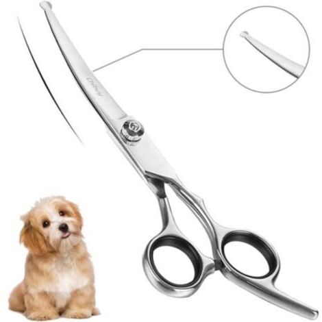 Ciseaux de toilettage incurvés pour chiens avec pointes rondes, cisaillement incurvé pour chiens et chats (1/5)