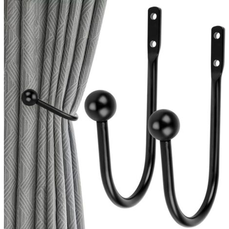 Lot de 2 embrasses murales en métal noir pour rideaux 124,