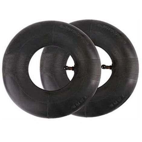 Lot de 2 chambres à air 4.10/3.50-4' – Gonflables en caoutchouc noir – Valve coudée TR87 – Pour chariots à main et tondeuses (1/5)