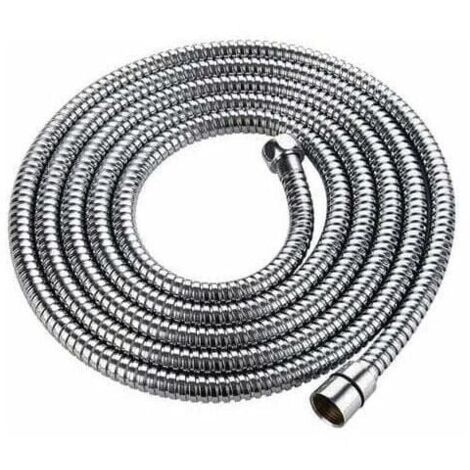 Flexible de douche 3m avec double protection anti-torsion Flexible de douche de haute qualité Tube en acier inoxydable Anti-torsion extrêmement flexible 1/2 pouce chromé (1/5)