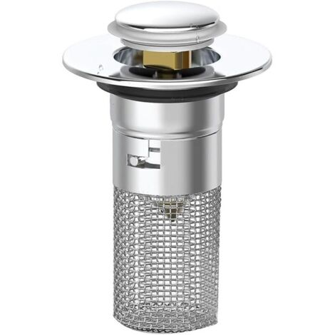 Bonde de lavabo de salle de bain avec panier filtrant amovible - Baignoire anti-obstruction (1/3)