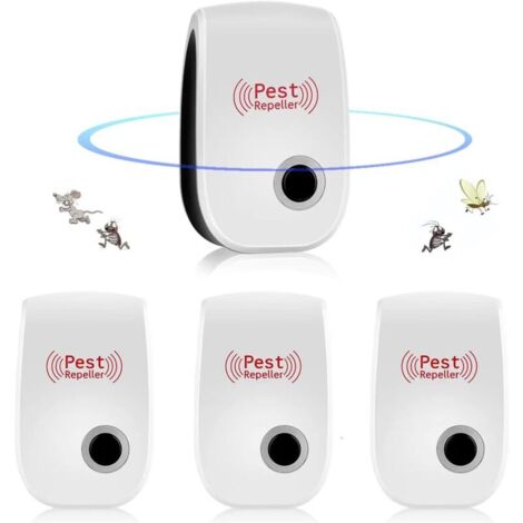 Ultrason Souris et Rats,Appareil Ultrason Souris,Répulsif à Ultrasons pour Souris Répulsif Intérieur Dispositif Anti Souris Insectes, Moustiques, Cafards, Rats, Araignées 4 Pack (1/5)