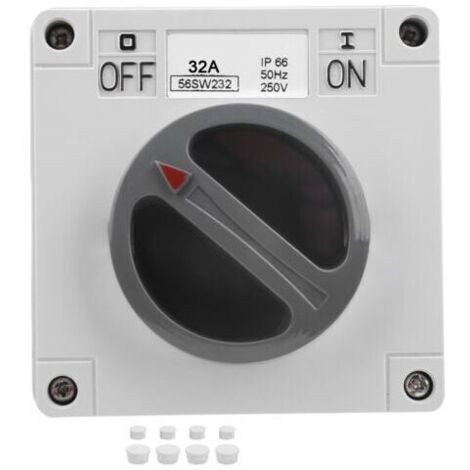 Interrupteur Secteur 2P 32A Étanche IP66 - Commutateur Rotatif Marche/Arrêt avec Voyant 250V pour Extérieur & Industriel