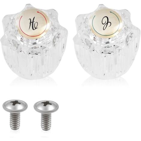 Kit de remplacement de poignée de robinet en acrylique transparent 2 pièces, kit de rénovation de robinet de baignoire compatible avec les robinets Delta Delex Flawless, vis incluses (1/3)