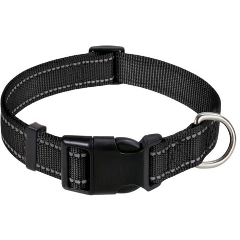 Collier pour Chien, Collier en Nylon Réfléchissant Réglable Classique Convient pour Moyens Chiens, Noir, 2.5cm Largeur (1/5)