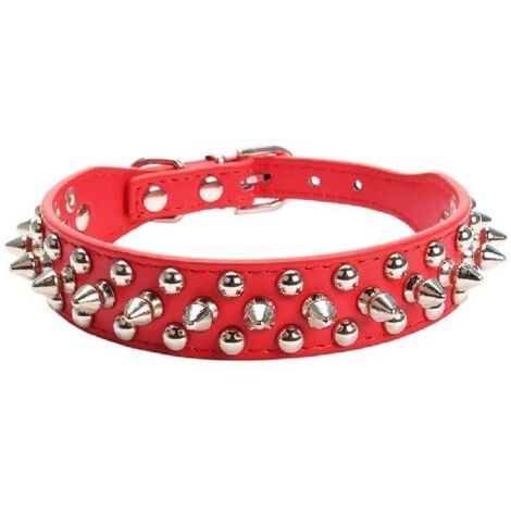Collier pour Chien en Cuir Clouté à Pointes, Collier pour Chien Bullet Nail Rivet, Collier pour Chiens de Taille Moyenne et Grande Pitbull, Chien Laisse Punk
