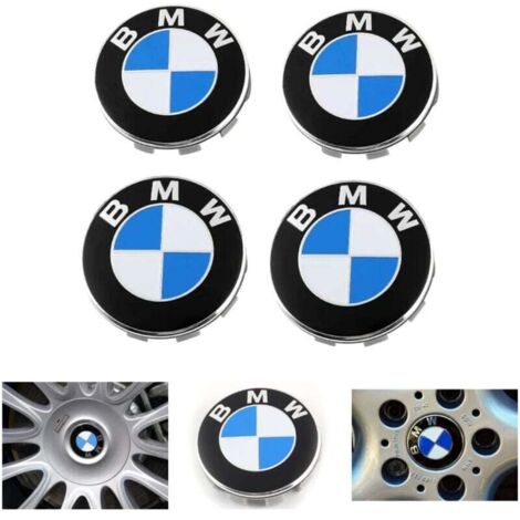Coocheer – Lot de 4 cache moyeux 68mm pour BMW – Aluminium et ABS – Remplacement esthétique et protection des roues – Installation facile