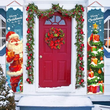Bannière de Noël avec couplets de Noël, décorations exquises à suspendre pour l'intérieur et l'extérieur, adaptées aux murs, portes, meubles, arbres de Noël 180 30 cm / 70,86 11,81 pouces - (1/2)