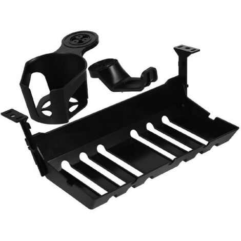 Accessoires de table élévatrice électrique table d'étude, table d'ordinateur, bureau, table de jeu, boîte de gestion des câbles, support pour casque, porte-gobelet, ensemble trois pièces, noir (1/5)