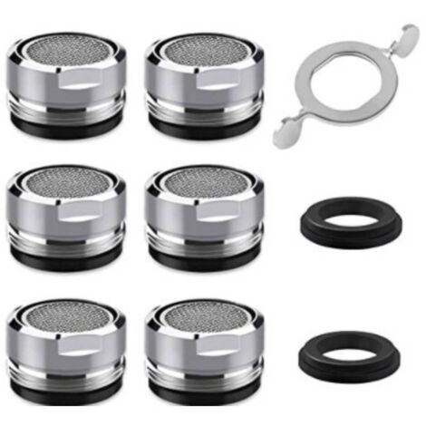 Aérateur de robinet [6 pièces], filtre de robinet, aérateur de robinet, aérateur économiseur d'eau, comprenant 8 rondelles et 1 plaque à main, adapté à la cuisine et à la salle de bain