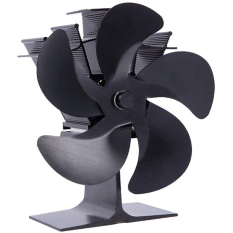 Ventilateur de cheminée à 5 pales pour poêle à bois, ventilateur de dessus de poêle à bois, économie de carburant écologique, noir (1/5)