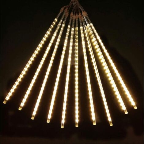 Lumières décoratives, lumières de pluie de météores, lumières de pluie étanches adaptées à la décoration de salle de jardin de mariage en intérieur et en extérieur (couleur : jaune, taille : 30 cm - 1 (1/4)