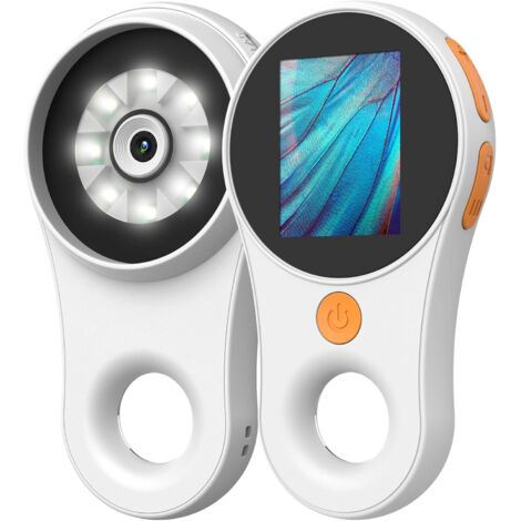 Microscope numérique macro à mise au point fixe, loupe portable, écran couleur 2,0 pouces, pixels 200 W, grossissement 500x, 8 LED intégrées, batterie rechargeable, compatible avec Windows, Mac OS (bl (1/5)