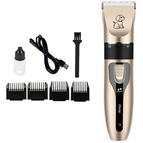 Tondeuse Pour Chiens et Chats, 4 Peignes Interchangeables, Réglage sur 6 Niveaux, Batterie Rechargeable, Tondeuse Silencieuse, Tondeuse (1/5)