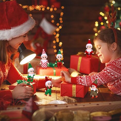 YUNHENTONG 4 Pièces Lutins Farceurs De Noël - Elfes Mignons Décorations Mobiles Pour Sapin Et Maison